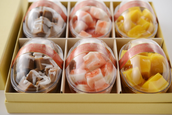 ふるふるミルクわらびもち・6個入り3色詰め合わせタイプ（菓子香房