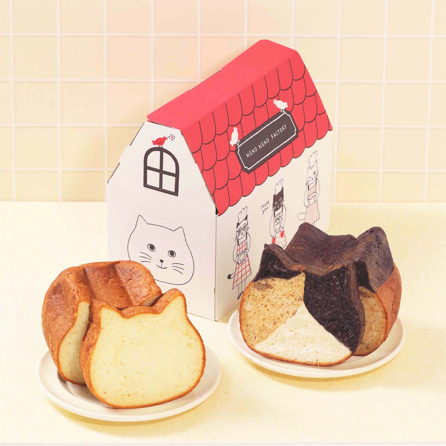 ねこねこ食パン（プレーン＆三毛猫）（オールハーツモール